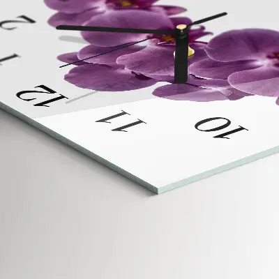 Vierkante glazen klok Orchidee