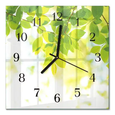 Moderne wandklok glas vierkant Bladeren