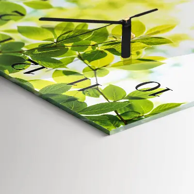Moderne wandklok glas vierkant Bladeren