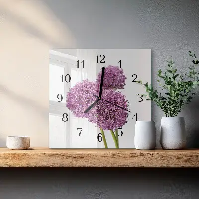 Vierkante glazen klok Bloem