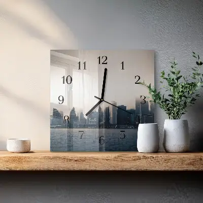 Vierkante glas klok Horizon