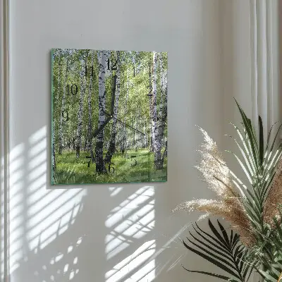 Vierkante glazen klok Berkenbos