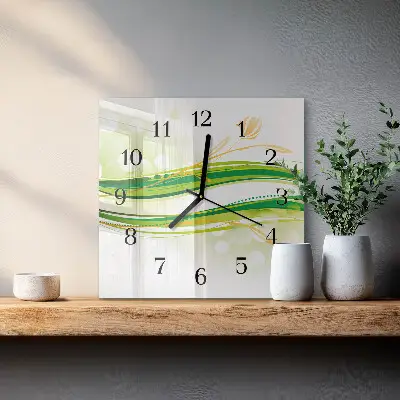 Moderne wandklok glas vierkant Abstracte lijnen