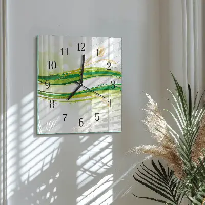 Moderne wandklok glas vierkant Abstracte lijnen