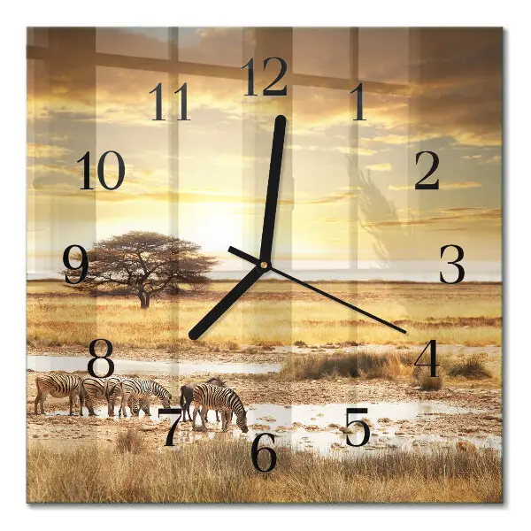 Decoratieve glazen klok vierkant Zebra's