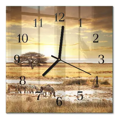 Decoratieve glazen klok vierkant Zebra's