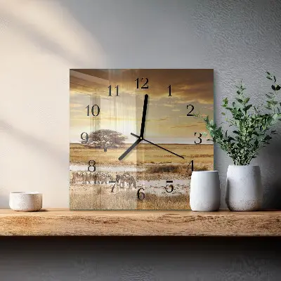 Decoratieve glazen klok vierkant Zebra's