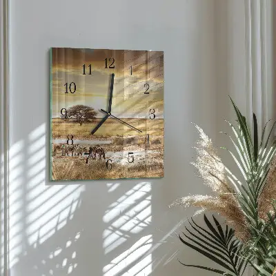 Decoratieve glazen klok vierkant Zebra's
