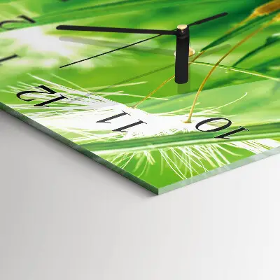 Vierkante glazen wandklok Gras