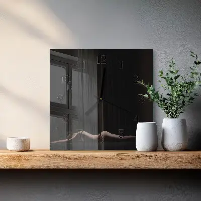 Moderne wandklok glas vierkant Vrouw