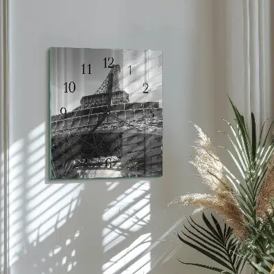Vierkante glazen klok Eiffeltoren parijs
