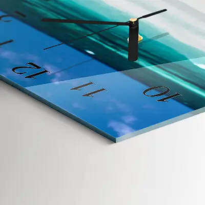 Vierkante glazen wandklok Strand zee