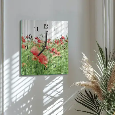 Vierkante glas klok Klaprozen