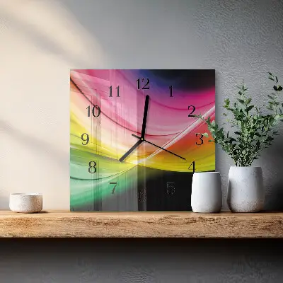 Moderne wandklok glas vierkant Abstracte lijnen