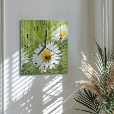 Decoratieve glazen klok vierkant Madeliefjes