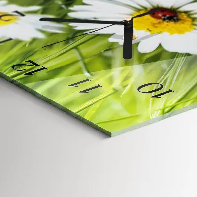 Decoratieve glazen klok vierkant Madeliefjes