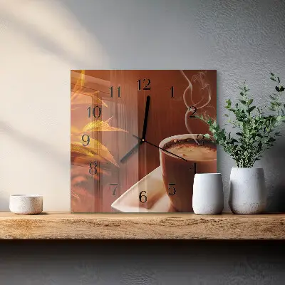 Vierkante glas klok Koffie