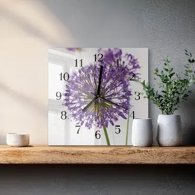 Vierkante glazen klok Bloem