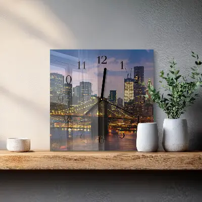 Vierkante glas klok Horizontale brug