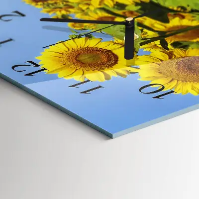 Moderne wandklok glas vierkant Zonnebloemen