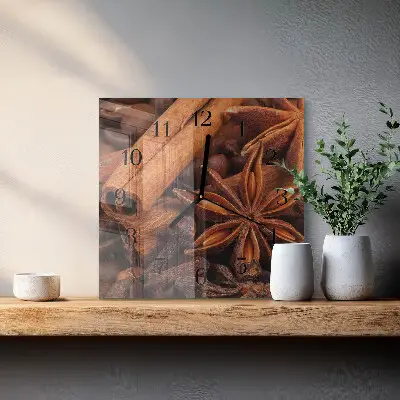 Moderne wandklok glas vierkant Vanille