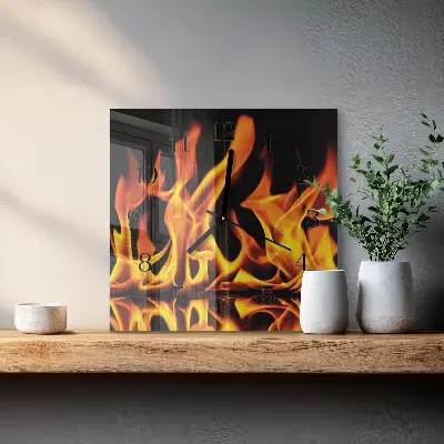 Vierkante glas klok Vuur