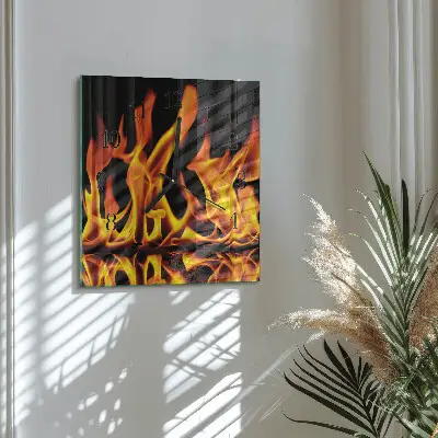 Vierkante glas klok Vuur