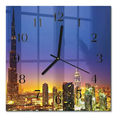 Vierkante glazen wandklok Dubai horizon