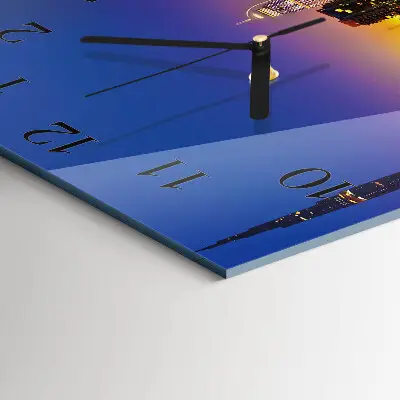 Vierkante glazen wandklok Dubai horizon