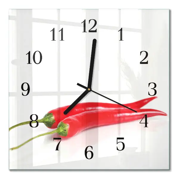 Moderne wandklok glas vierkant Chilipepers