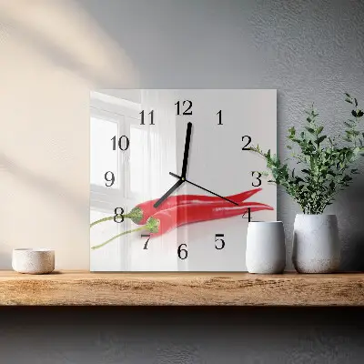 Moderne wandklok glas vierkant Chilipepers