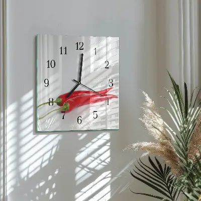 Moderne wandklok glas vierkant Chilipepers
