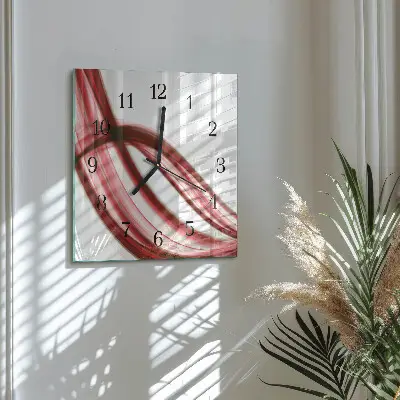 Vierkante glazen wandklok Abstracte lijnen