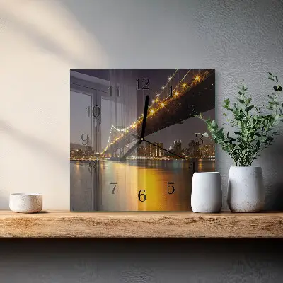 Moderne wandklok glas vierkant De brug aan de horizon