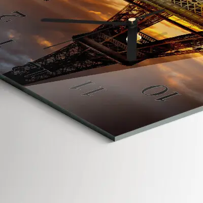 Moderne wandklok glas vierkant Eiffeltoren parijs