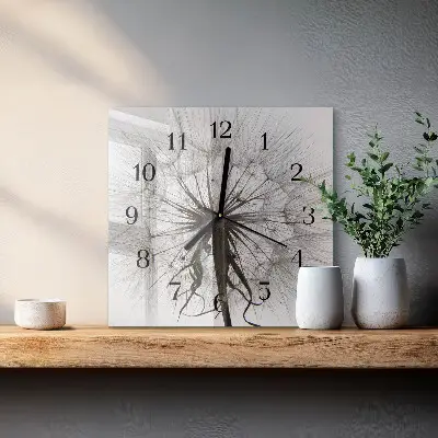 Moderne wandklok glas vierkant Paardebloem