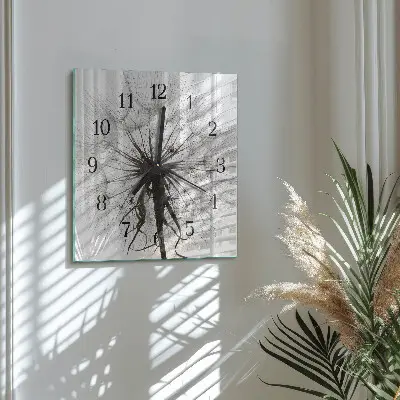 Moderne wandklok glas vierkant Paardebloem