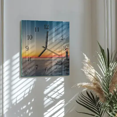 Vierkante glazen klok Vuurtoren zee