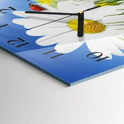 Decoratieve glazen klok vierkant De bloem en het lieveheersbeestje