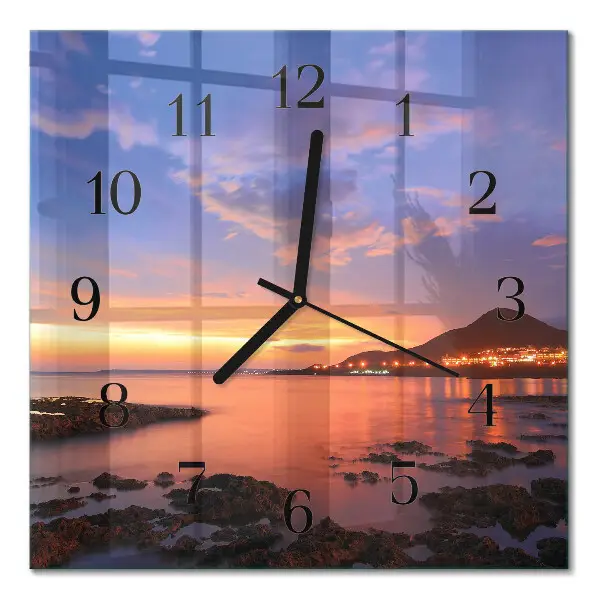 Vierkante glas klok Zee-eiland