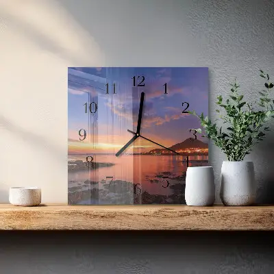 Vierkante glas klok Zee-eiland