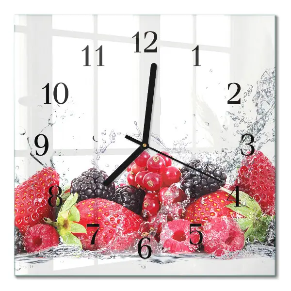 Vierkante glazen wandklok Fruit