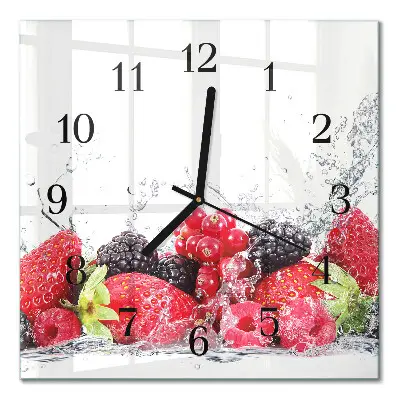 Vierkante glazen wandklok Fruit