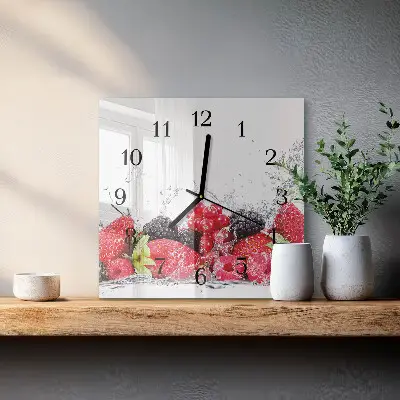 Vierkante glazen wandklok Fruit
