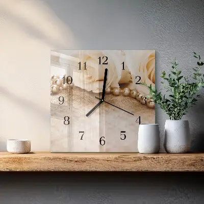 Decoratieve glazen klok vierkant Vintage rozen in sepia