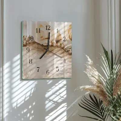 Decoratieve glazen klok vierkant Vintage rozen in sepia