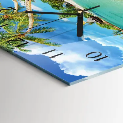 Vierkante glas klok Palmbomen op het strand