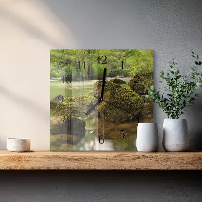 Vierkante glas klok Rivierlandschap
