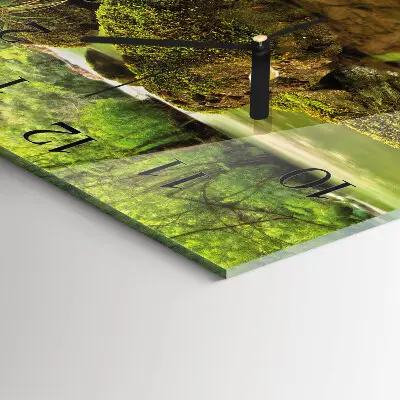 Vierkante glas klok Rivierlandschap