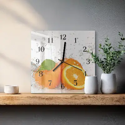 Moderne wandklok glas vierkant Sinaasappels